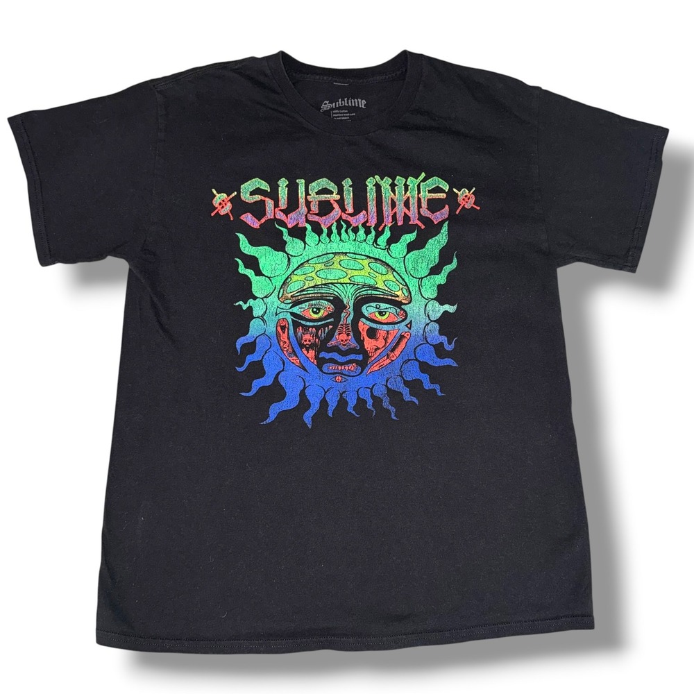Sublime T Shirt Mens Large Black Rainbow Sun Logo Graphic Band Tee Short Sleeve